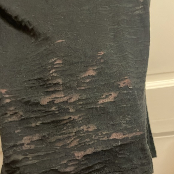 Rue 21 formfitting, black, sheer cap sleeve tee with front finger pocket details - Picture 2 of 6